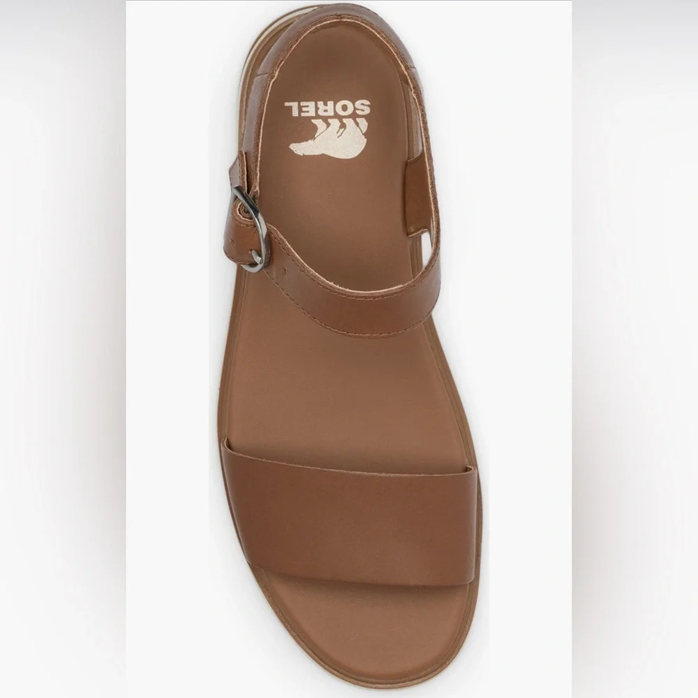 SOREL DAYSPRING PLATFORM SANDALS TAN 9.5